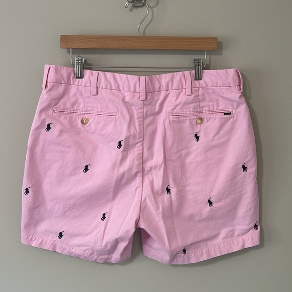 RALPH LAUREN Polo Men’s Tyler Shorts Stretch Pink All Over Navy Pony Chino Sz 36 - Picture 5 of 11